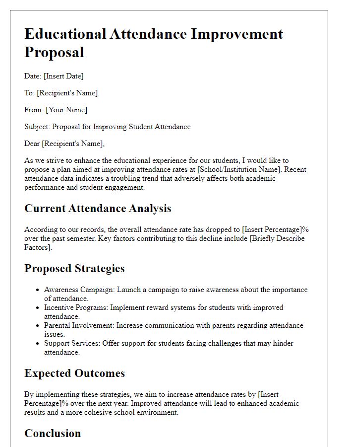 Letter template of Educational Attendance Improvement Proposal