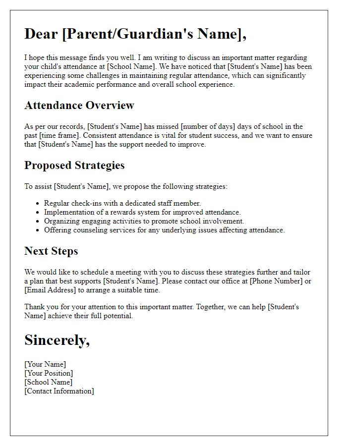 Letter template of Student Attendance Improvement Strategy