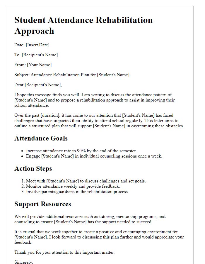 Letter template of Student Attendance Rehabilitation Approach