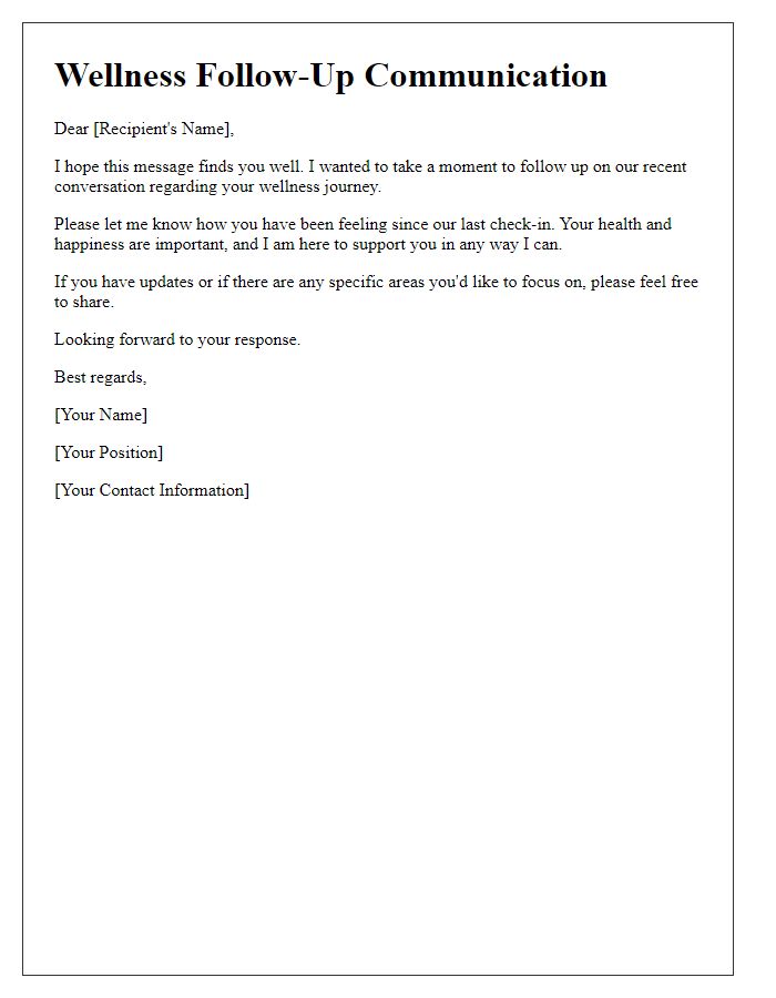 Letter template of wellness follow-up communication