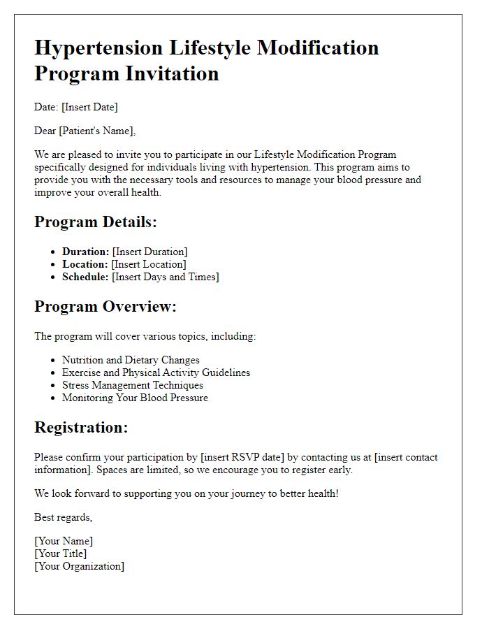 Letter template of lifestyle modification programs for hypertensive patients.