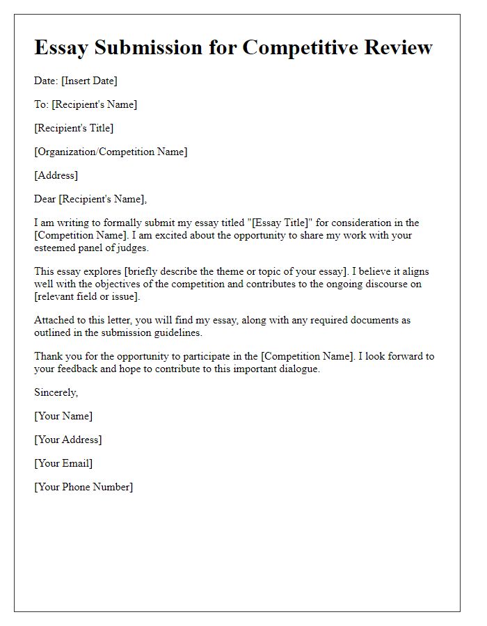 Letter template of essay submission for competitive review