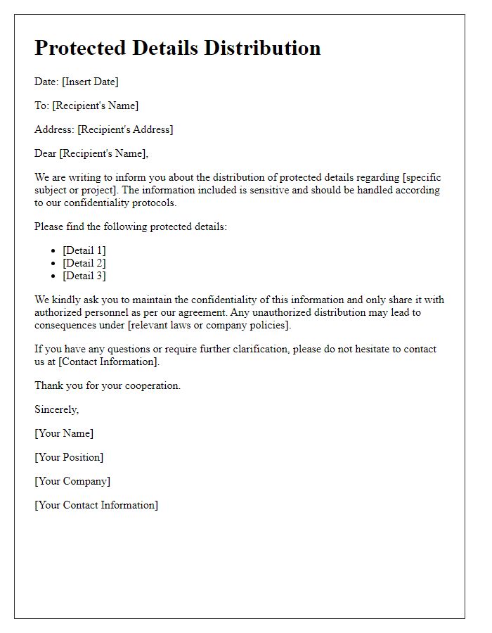 Letter template of protected details distribution