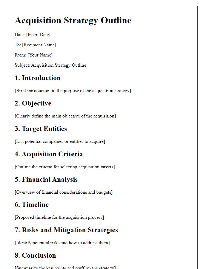 Letter template of acquisition strategy outline