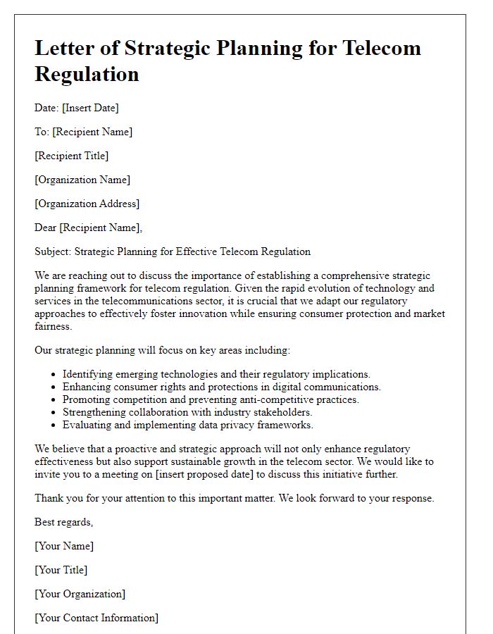 Letter template of strategic planning for telecom regulation