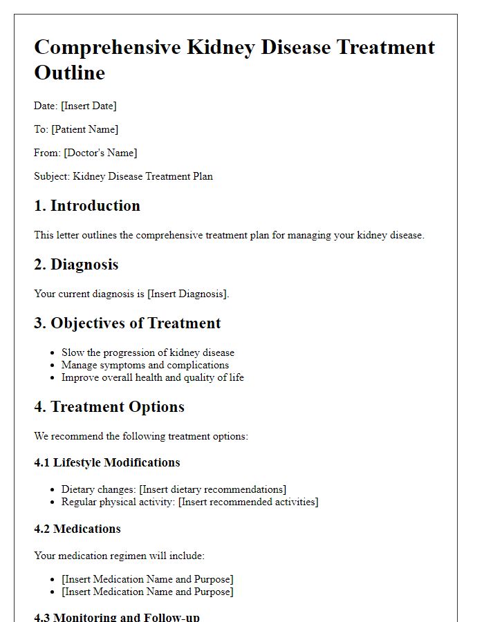 Letter template of comprehensive kidney disease treatment outline