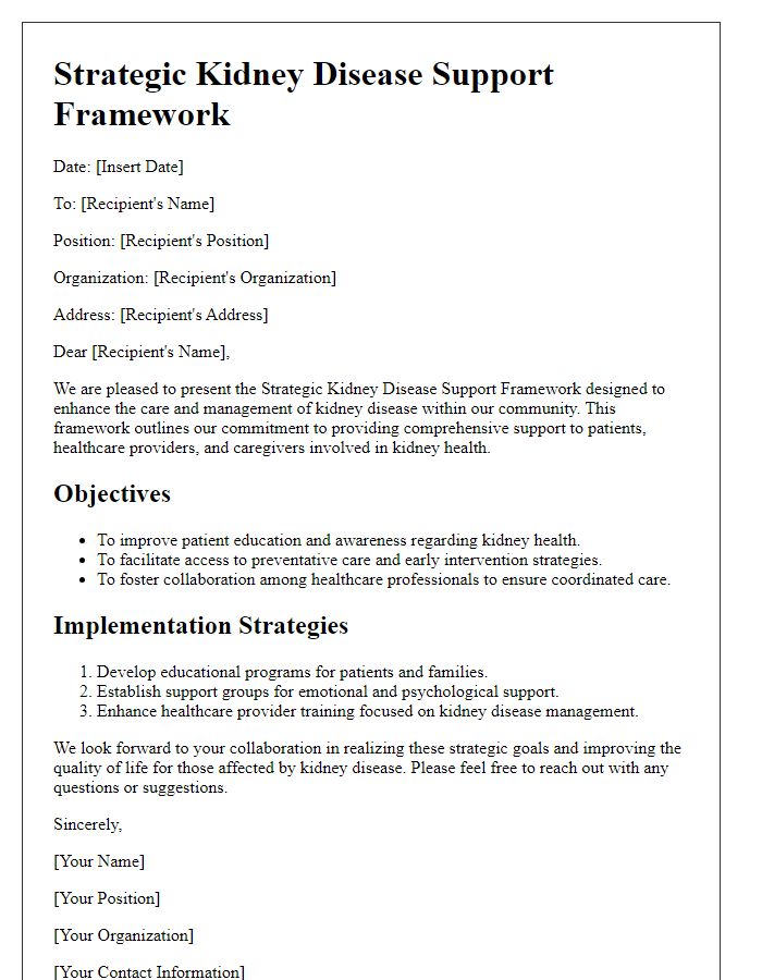 Letter template of strategic kidney disease support framework