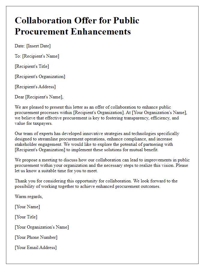 Letter template of collaboration offer for public procurement enhancements