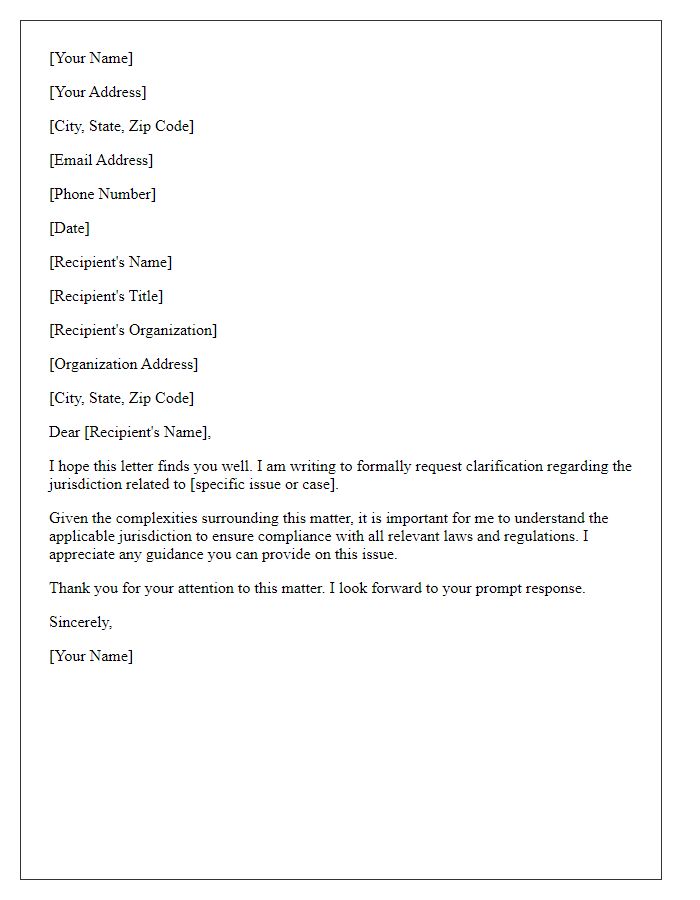 Letter template of jurisdiction clarification request