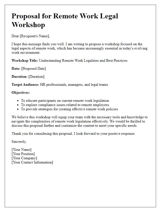 Letter template of proposal for remote work legal workshop