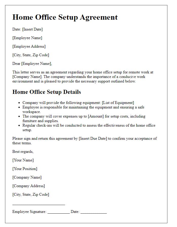 Letter template of home office setup agreement.