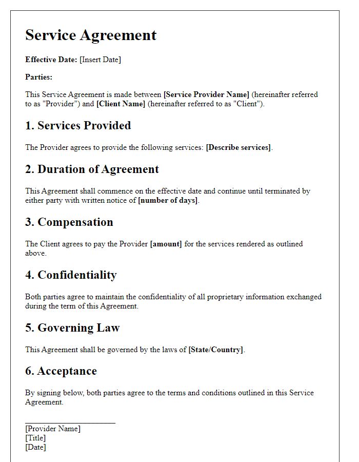 Letter template of online service contract management