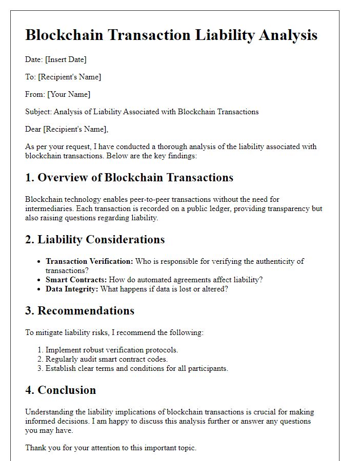 Letter template of blockchain transaction liability analysis