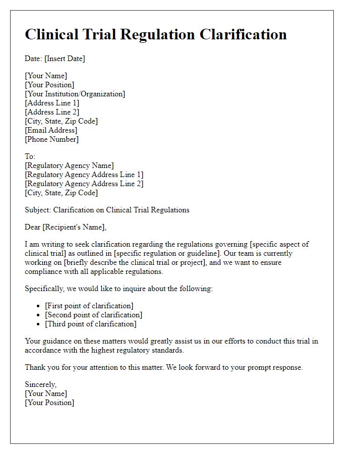 Letter template of clinical trial regulation clarification