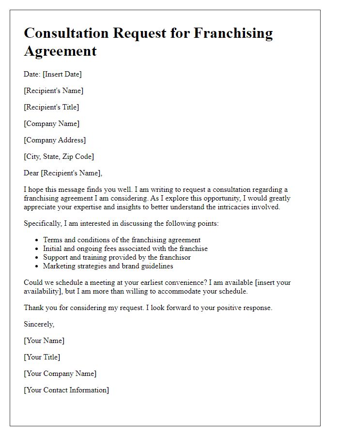 Letter template of franchising agreement consultation request