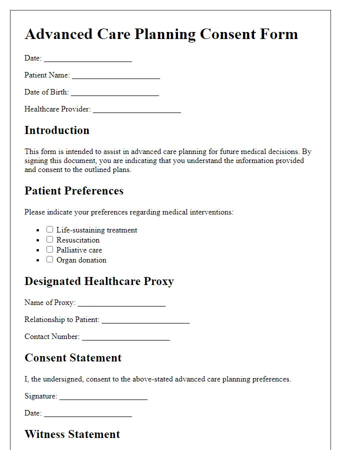 Letter template of advanced care planning consent form