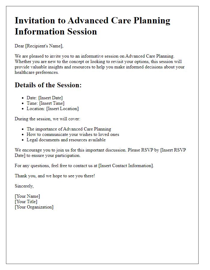 Letter template of advanced care planning information session