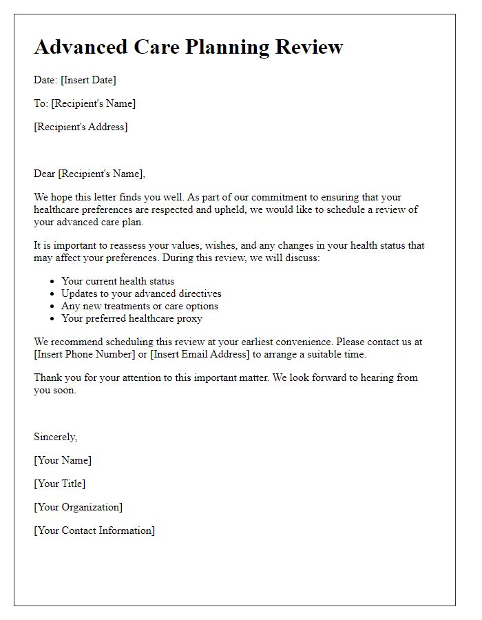 Letter template of advanced care planning review