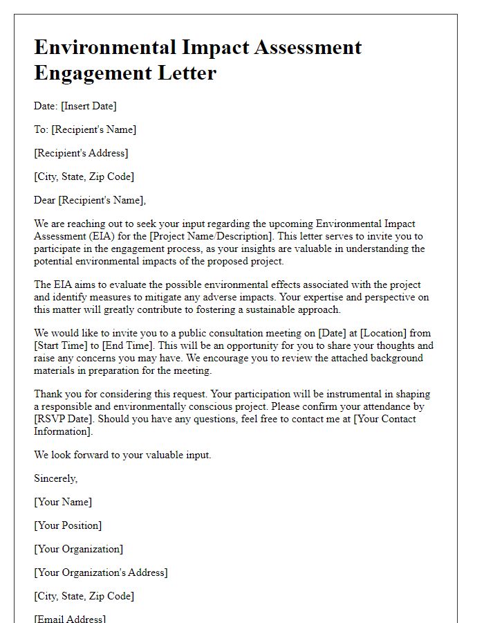 Letter template of Environmental Impact Assessment Engagement