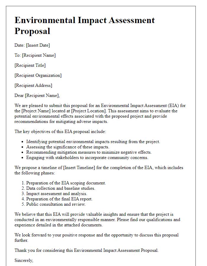 Letter template of Environmental Impact Assessment Proposal