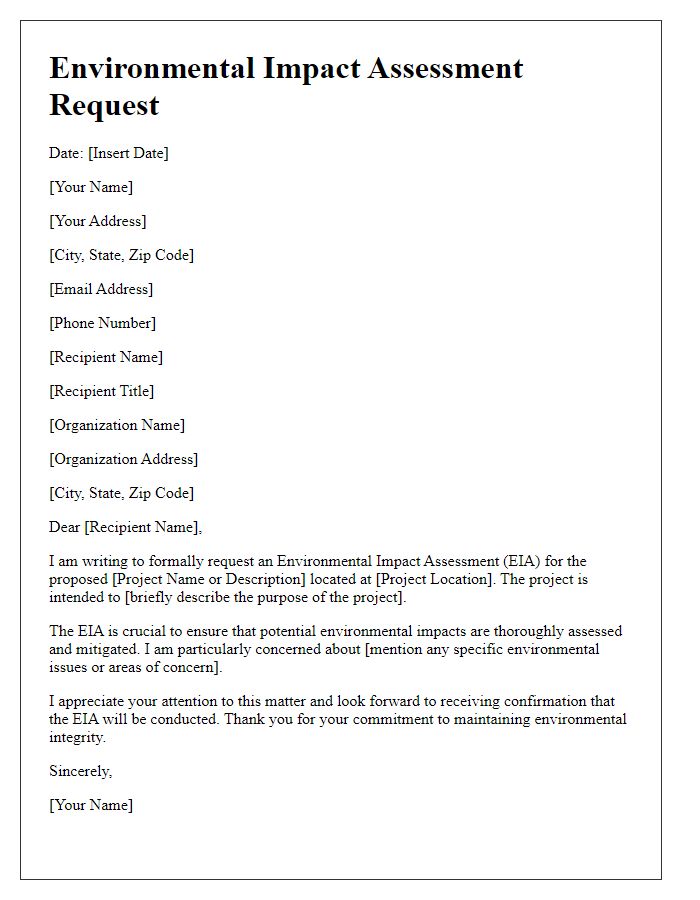 Letter template of Environmental Impact Assessment Request