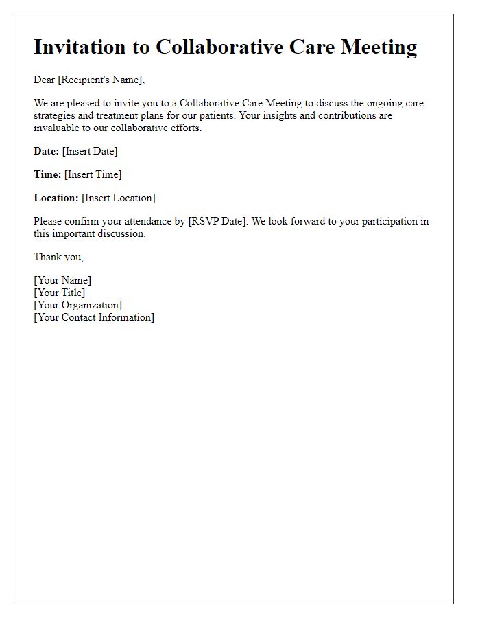 Letter template of collaborative care meeting invitation