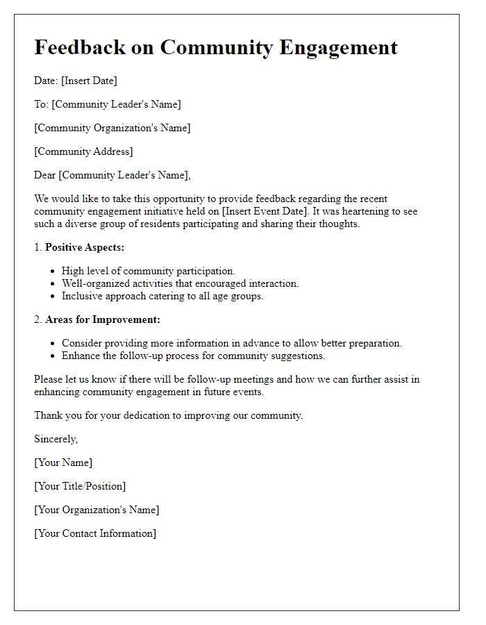 Letter template of rural community engagement feedback