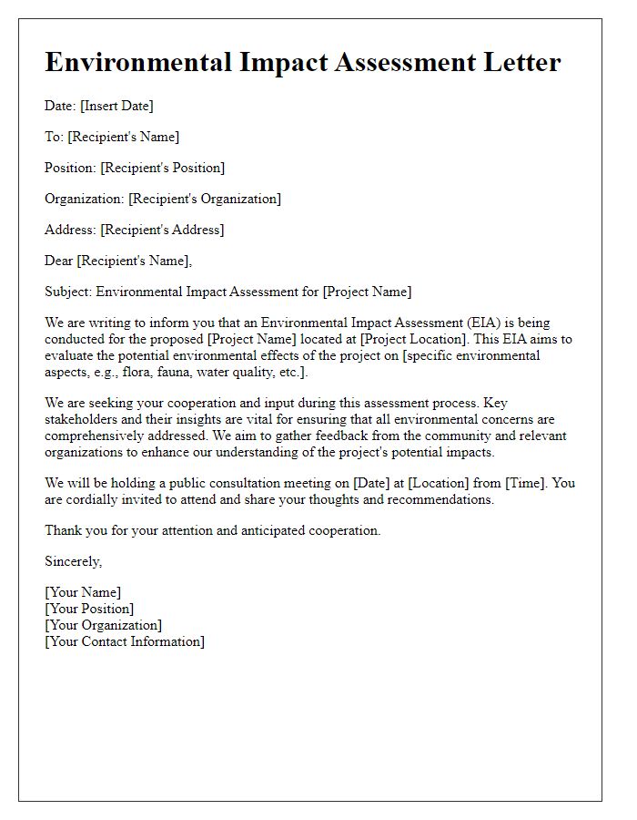 Letter template of rural environmental impact assessment