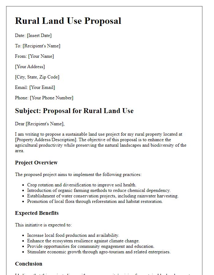 Letter template of rural land use proposal