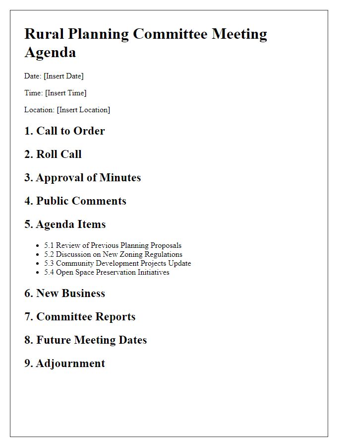 Letter template of rural planning committee meeting agenda