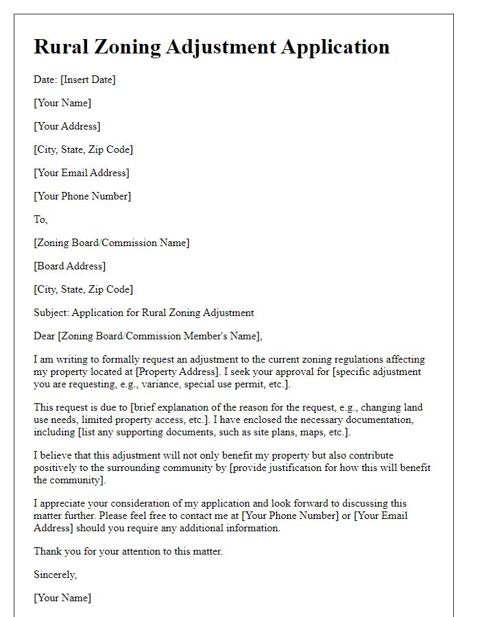 Letter template of rural zoning adjustment application