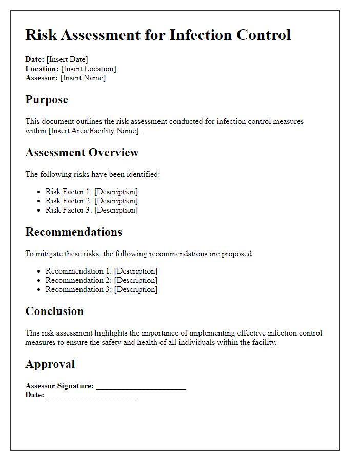 Letter template of risk assessment for infection control