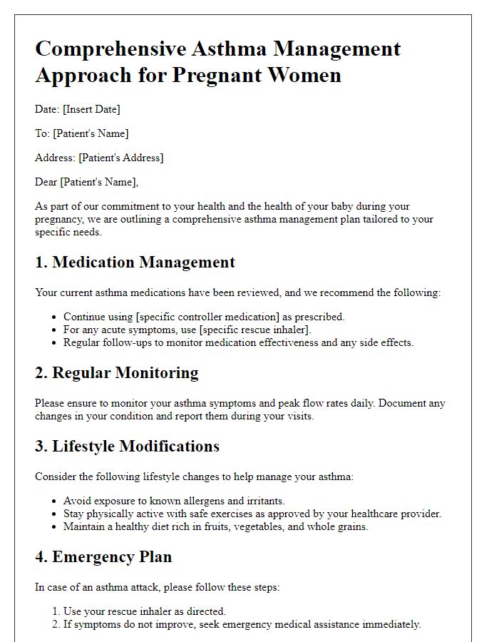 Letter template of comprehensive asthma management approach for pregnant women.