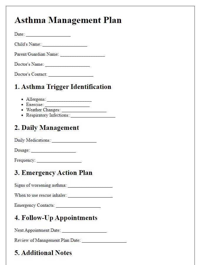 Letter template of customized asthma management plan for children.