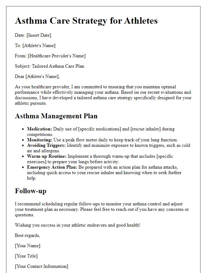 Letter template of tailored asthma care strategy for athletes.