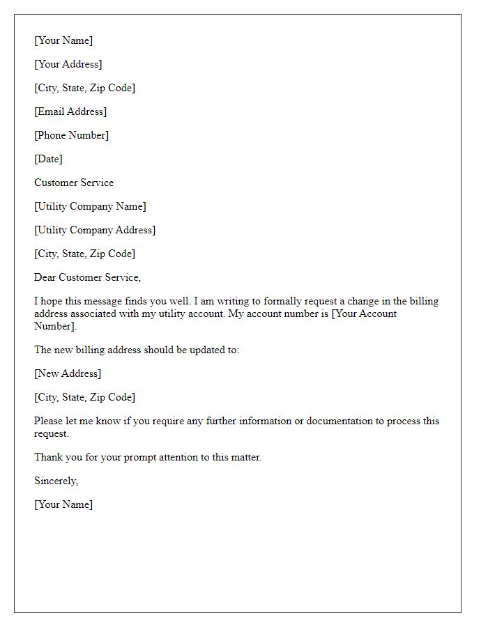 Letter template of utility billing address change request