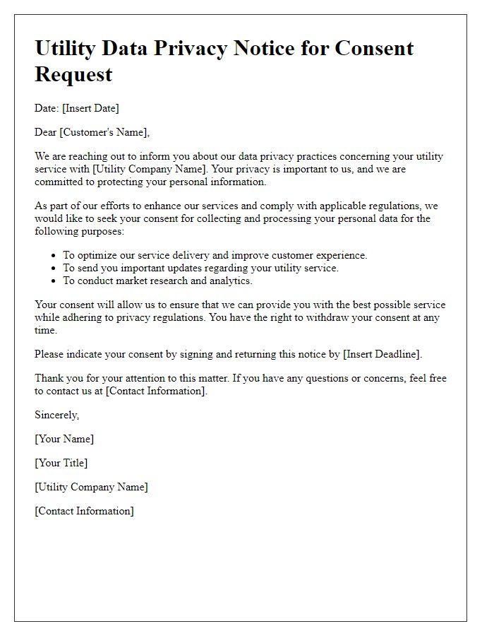 Letter template of Utility Data Privacy Notice for Consent Request