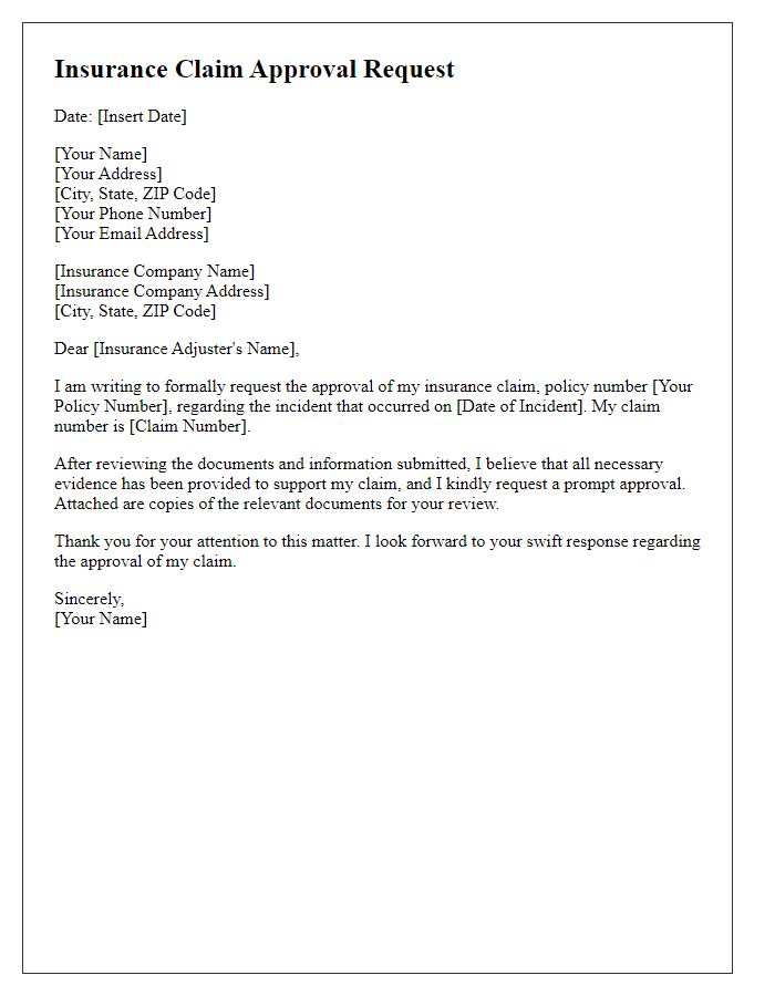 Letter template of insurance claim approval request