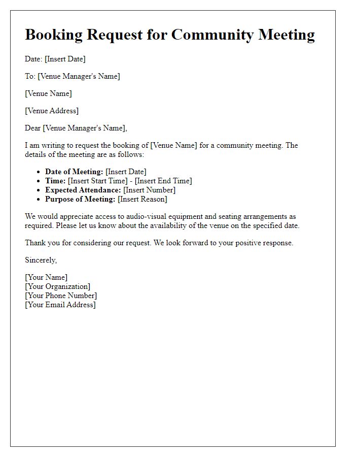 Letter template of Booking Request for Community Meeting