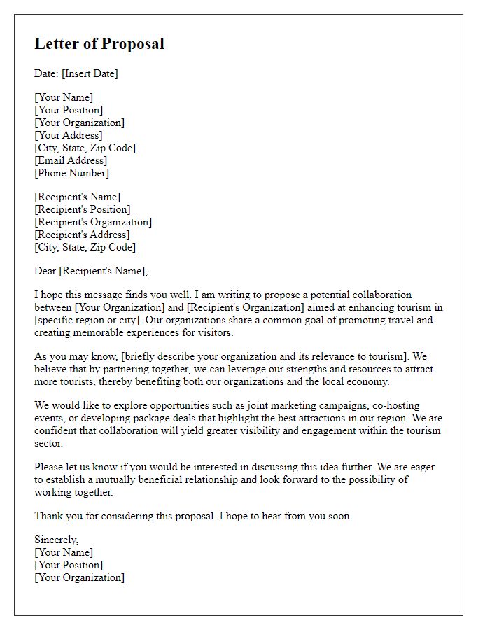 Letter template of tourism collaboration proposal