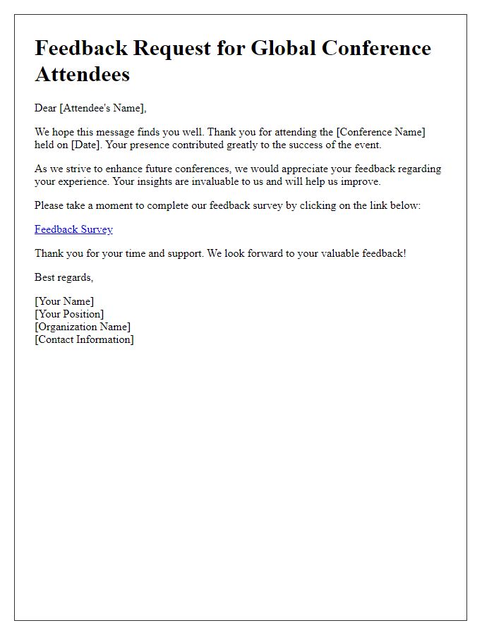 Letter template of feedback request for global attendees