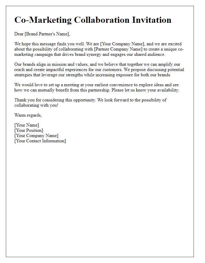 Letter template of co-marketing invitation for brand synergy