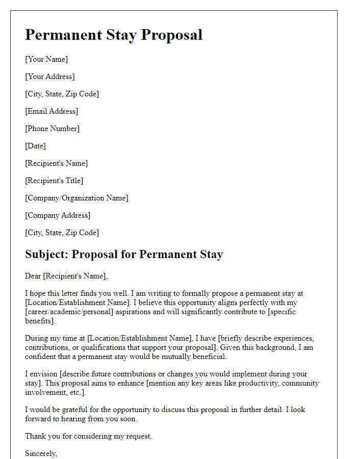 Letter template of permanent stay proposal