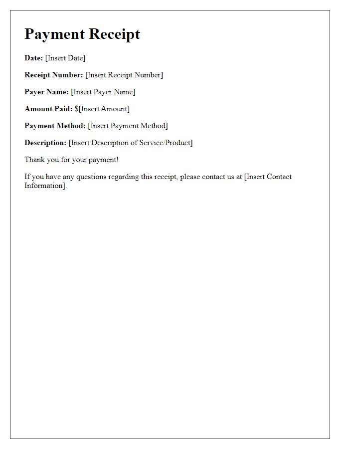 Letter template of Receipt for Completed Payment