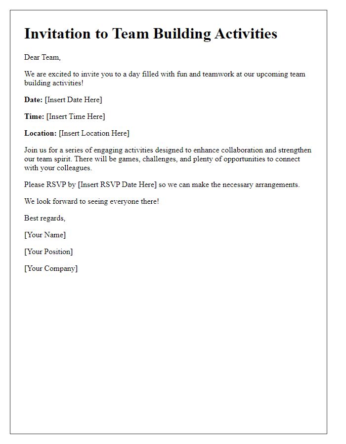 Letter template of invitation for team building activities