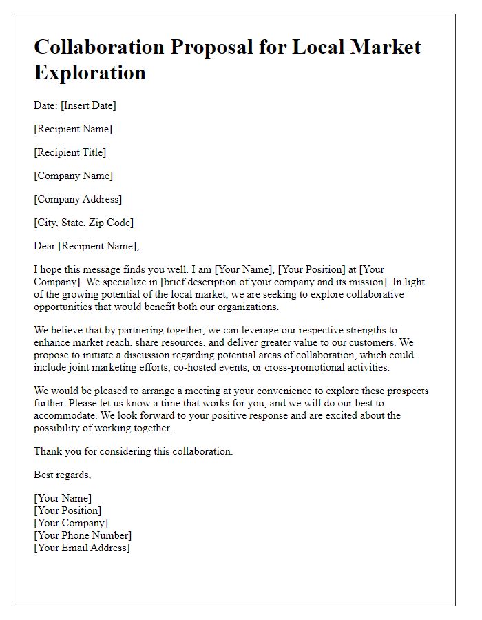 Letter template of Collaboration for Local Market Exploration