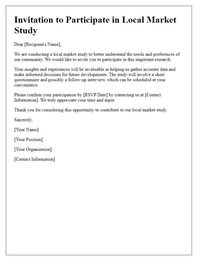 Letter template of Invitation to Participate in Local Market Study