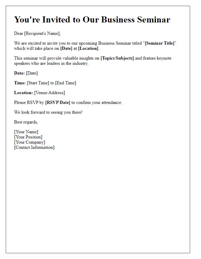 Letter template of business seminar invitation