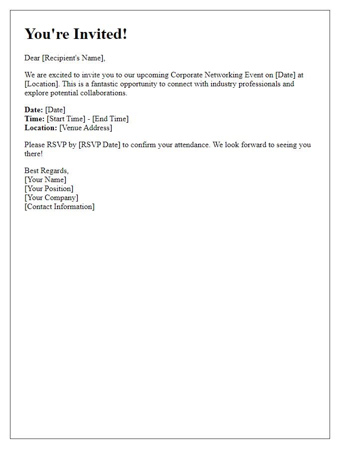 Letter template of corporate networking event invitation