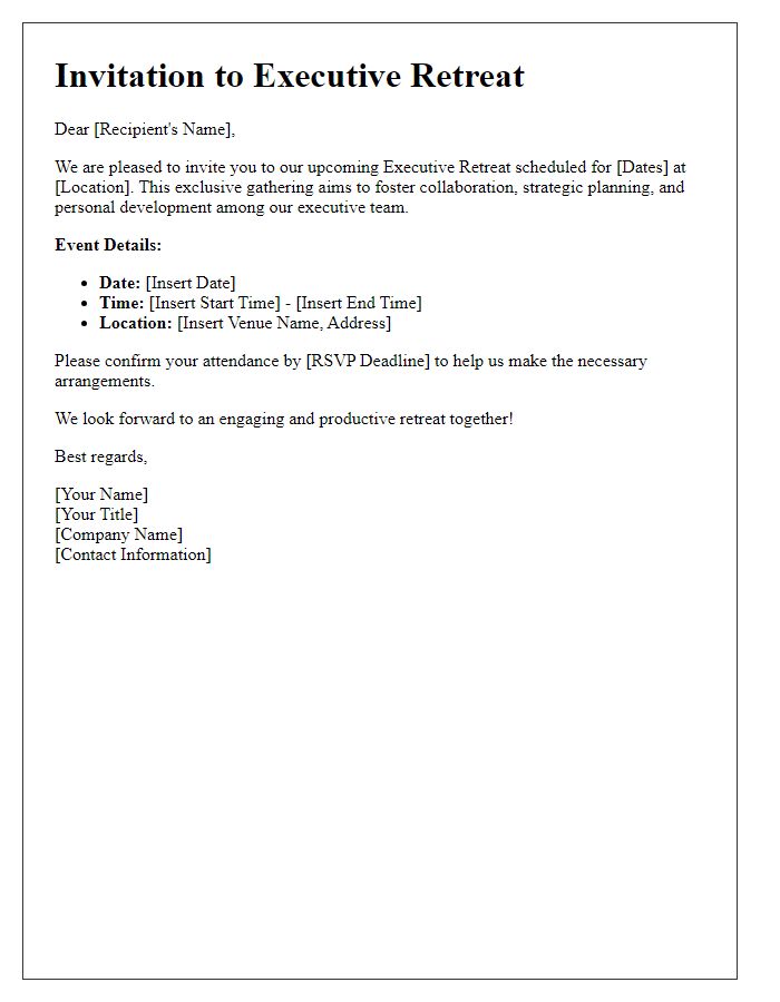 Letter template of executive retreat invitation